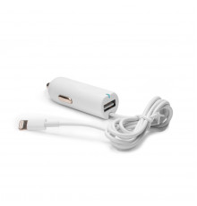 Автозарядка Lightning c USB-портом 2.1A.  Замена: HJ3J2ZM/A. Белая.