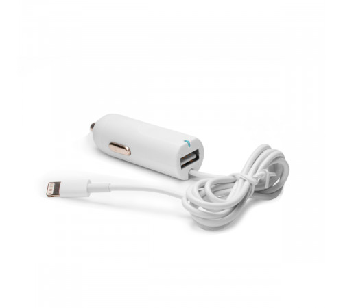 Автозарядка Lightning c USB-портом 2.1A.  Замена: HJ3J2ZM/A. Белая.