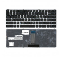 Клавиатура для ноутбука Asus U20, UL20, Eee PC 1201, 1215, 1215B Series. Плоский Enter. Черная, с серебристой рамкой. PN: 9J.N2K82.90R.