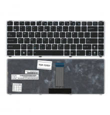 Клавиатура для ноутбука Asus U20, UL20, Eee PC 1201, 1215, 1215B Series. Плоский Enter. Черная, с серебристой рамкой. PN: 9J.N2K82.90R.