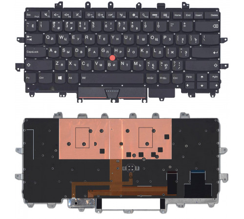 Клавиатура для ноутбука Lenovo ThinkPad X1 Carbon Gen 4 2016 черная без рамки с подсветкой