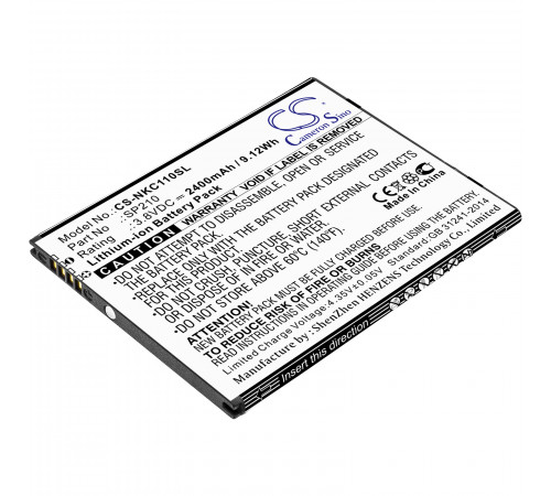 Аккумулятор CS-NKC110SL SP210 для Nokia C1 Plus 3.8V / 2400mAh / 9.12Wh