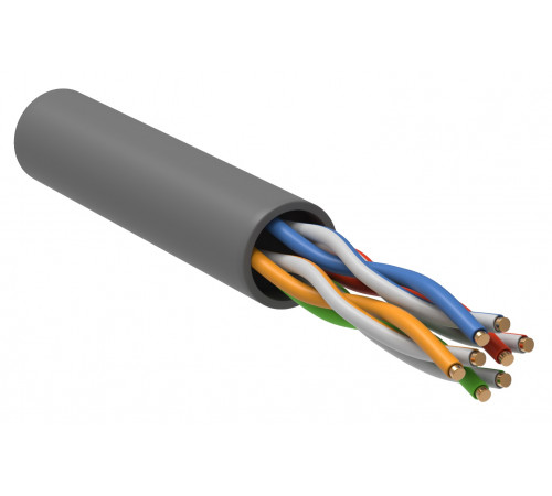 ITK Кабель связи витая пара U/UTP, кат.5E 4x2х24AWG solid, LSZH, 305м, серый