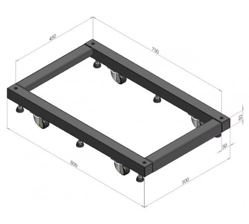 ORV-BSM-600 Основание для стоек ORV2 и ORV2A глубиной 600 мм, для установки стойки на ножки и ролики (в комплекте 6 ножек и 2 ролика + 2 ролика с торм
