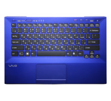 Клавиатура для ноутбука Sony Vaio VPC-SB, VPC-SD черная, верхняя панель в сборе (синяя)