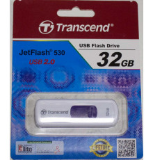 USB флеш-диск 32Гб TRANSCEND Jetflash 530, TS32GJF530, фиолетовый и белый выдвижной механизм