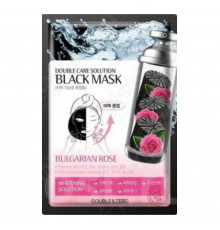 Double & Zero Тканевая маска для лица с экстрактом болгарской розы / Double Care Solution Black Mask Bulgarian Rose, 30 г