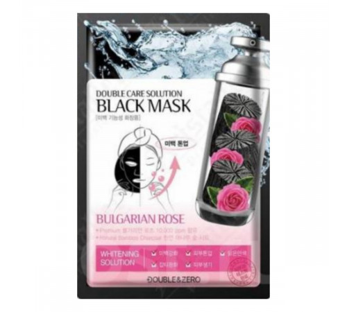 Double & Zero Тканевая маска для лица с экстрактом болгарской розы / Double Care Solution Black Mask Bulgarian Rose, 30 г