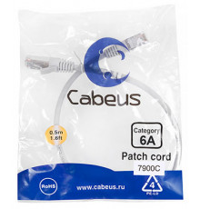 Cabeus PC-SSTP-RJ45-Cat.6a-0.5m-LSZH Патч-корд S/FTP, категория 6а (10G), 2xRJ45/8p8c, экранированный, серый, LSZH, 0.5м