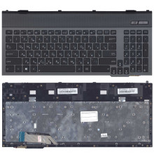 Клавиатура для ноутбука Asus G55, G55V, G55VW, G57, G57V, G57VW черная, рамка серая, с подсветкой