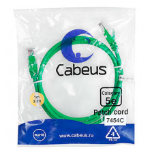 Cabeus PC-UTP-RJ45-Cat.5e-1m-GN-LSZH Патч-корд U/UTP, категория 5е, 2xRJ45/8p8c, неэкранированный, зеленый, LSZH, 1м