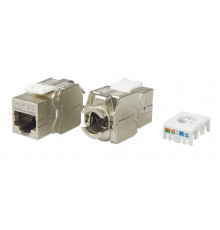 KJ8-8P8C-C5e-180-TLS-SH-F-WH Вставка Keystone Jack RJ-45(8P8C), категория 5e, экранированная, тип 180 градусов, Toolless, белая Hyperline