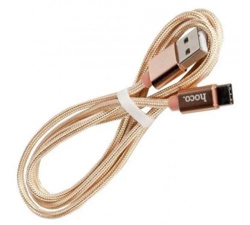 Кабель USB HOCO X2 knitted, USB - Type-C, 3.0А, 1м, золотой