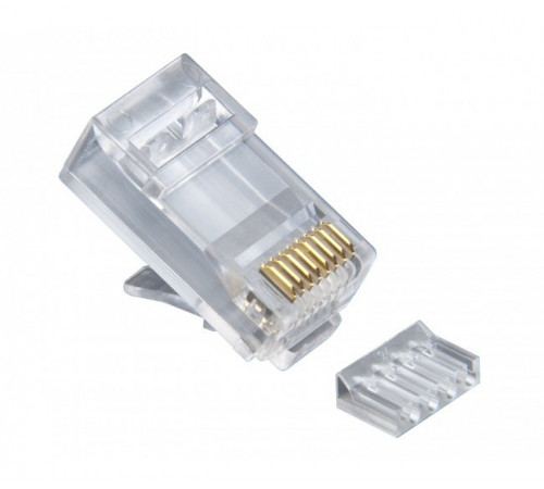 Коннектор RJ45 UTP 8P8C, универсальный, со вставкой, cat.6, 100 шт.  -PL45-8P8C-6V