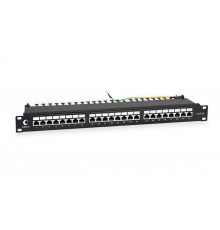 Cabeus PL-24-Cat.5e-SH-Dual IDC Патч-панель 19"(1U), 24 порта RJ-45 полностью экранированная, категория 5e, Dual IDC