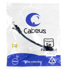 Cabeus PC-UTP-RJ45-Cat.5e-0.15m-BK-LSZH Патч-корд U/UTP, категория 5е, 2xRJ45/8p8c, неэкранированный, черный, LSZH, 0.15м