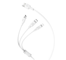 Кабель USB HOCO X25 Soarer 3 в 1 для Lightning, Micro USB, Type-C, 2А, 1м, белый