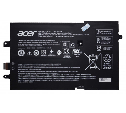 Аккумулятор для Acer Swift7 SF714-52T (AP18D7J), 31.9Wh, 2770mAh, 11.55V