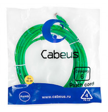 Cabeus PC-UTP-RJ45-Cat.6-5m-GN Патч-корд U/UTP, категория 6, 2xRJ45/8p8c, неэкранированный, зеленый, PVC, 5м