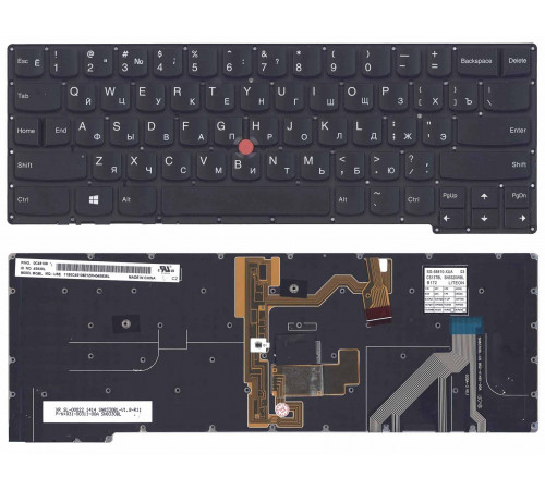 Клавиатура для ноутбука Lenovo ThinkPad X1 Carbon Gen 2 2014 черная, с подсветкой