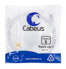 Cabeus PC-UTP-RJ45-Cat.6-1.5m-WH Патч-корд U/UTP, категория 6, 2xRJ45/8p8c, неэкранированный, белый, PVC, 1.5м