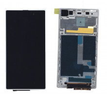 Дисплей для Sony Xperia Z1 черный с белой рамкой