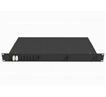 Кросс оптический стоечный 19", 4 LC/UPC адаптера, многомодовый, 1U, черный, укомплектованный, TopLAN