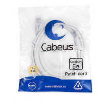 Cabeus PC-UTP-RJ45-Cat.5e-2m-WH-LSZH Патч-корд U/UTP, категория 5е, 2xRJ45/8p8c, неэкранированный, белый, LSZH, 2м