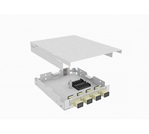 Кросс оптический, настенный, 4 SC/PC адаптера, многомодовый MM 50/125 (OM2), укомплектованный, TopLAN