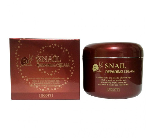 Jigott  Восстанавливающий крем для лица с муцином улитки / Snail Reparing Cream, 100 мл