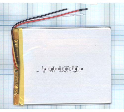 Аккумулятор Li-Pol (батарея) 3*80*98мм 3pin 3.7V/4000mAh