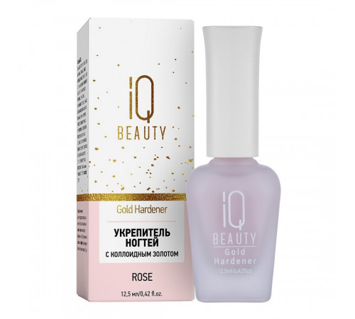 IQ Beauty Укрепитель для ногтей с коллоидным золотом / Gold Hardener Rose, 12,5 мл