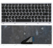 Клавиатура для ноутбука Lenovo IdeaPad U310 черная с серебристой рамкой