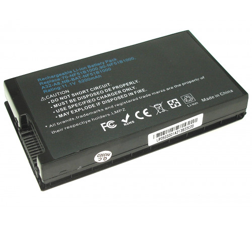 Аккумуляторная батарея для ноутбука Asus A8, F8, F50, F80 5200mAh A32-A8 OEM черная