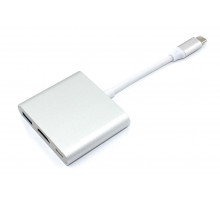 Адаптер Type-C на USB, HDMI 4K Type-С для MacBook серебро