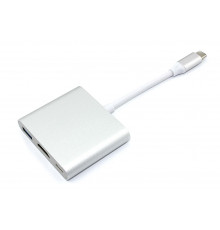 Адаптер Type-C на USB, HDMI 4K Type-С для MacBook серебро