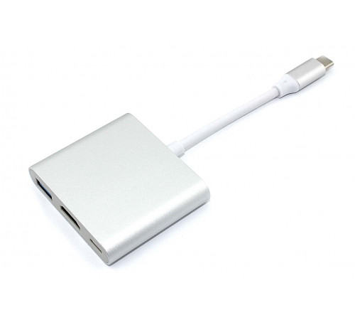 Адаптер Type-C на USB, HDMI 4K Type-С для MacBook серебро