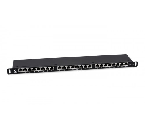 Cabeus PLHD-24-Cat.5e-SH-Dual-0,5U Патч-панель высокой плотности 19" (0,5U), 24 порта RJ-45, категория 5e, полностью экранированная, Dual IDC