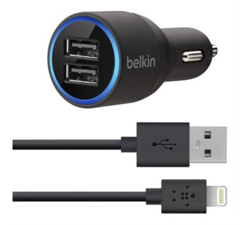 Автомобильная зарядка 2xUSB для Apple iPhone 5/5S/5C 20W (5V 4.2A) черная Belkin