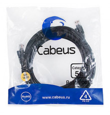 Cabeus PC-UTP-RJ45-Cat.5e-5m-BK-LSZH Патч-корд U/UTP, категория 5е, 2xRJ45/8p8c, неэкранированный, черный, LSZH, 5м