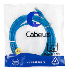 Cabeus PC-UTP-RJ45-Cat.5e-5m-BL-LSZH Патч-корд U/UTP, категория 5е, 2xRJ45/8p8c, неэкранированный, синий, LSZH, 5м