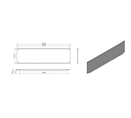 BPV-3-RAL9005 Фальшпанель на 3U, цвет черный (RAL 9005) Hyperline