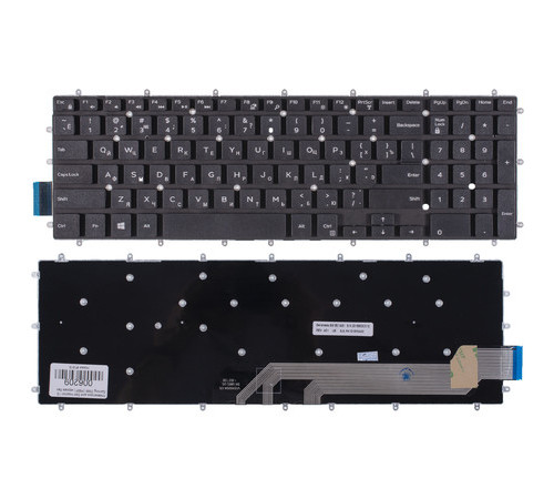 Клавиатура для ноутбука Dell Inspiron G3 15-5565, 15-5570, 15-7566, 17-5775, 15-3579, 15-3779, G5 15-5587, G7 15-7588 черная, без рамки