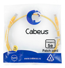 Cabeus PC-UTP-RJ45-Cat.5e-1m-YL-LSZH Патч-корд U/UTP, категория 5е, 2xRJ45/8p8c, неэкранированный, желтый, LSZH, 1м