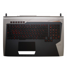 Клавиатура для ноутбука Asus ROG G752, G752VL, G752VS черная, с подсветкой, верхняя панель в сборе (черно-серая)