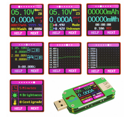 USB тестер UM24C с цветным экраном и bluetooth