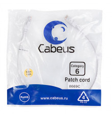 Cabeus PC-UTP-RJ45-Cat.6-0.5m-WH Патч-корд U/UTP, категория 6, 2xRJ45/8p8c, неэкранированный, белый, PVC, 0.5м