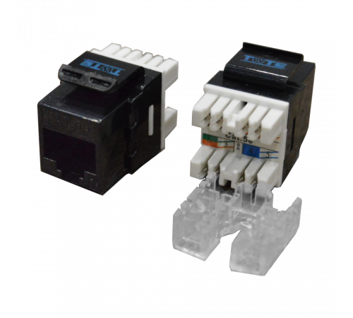 Модуль Keystone RJ45, кат.5e, UTP, 180 градусов, черный, TWT-OK45UTP180/5E-BK