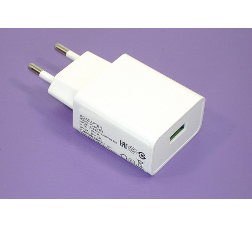 Блок питания (сетевой адаптер) AMPERIN MCW-1USB 5V/3A 9V/2A 12V/1.5A 18W USB Quick Charge 3.0 Белый