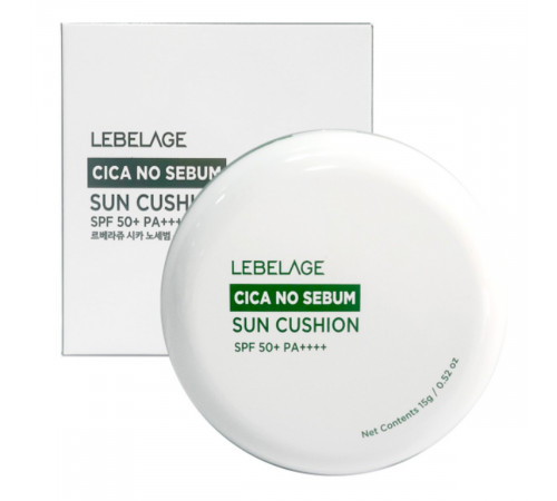 Lebelage Солнцезащитный кушон с экстрактом центеллы / Cica No Sebum Sun Cushion SPF 50+ PA+++, светло-бежевый, 15 г